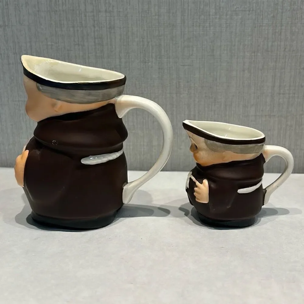 Vintage Goebel Friar Tuck Pitcher West Germany Set Miniature & Large Creamer Mon